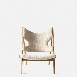 Ib Kofod-Larsen Knitting Chair, Sheepskin Upholstery Furniture 63 Ib Kofod-Larsen Knitting Chair, Sheepskin Upholstery Furniture