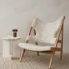 Ib Kofod-Larsen Knitting Chair, Sheepskin Upholstery Furniture