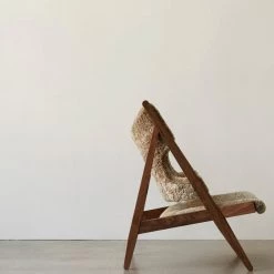 Ib Kofod-Larsen Knitting Chair, Sheepskin Upholstery Furniture 52 Ib Kofod-Larsen Knitting Chair, Sheepskin Upholstery Furniture