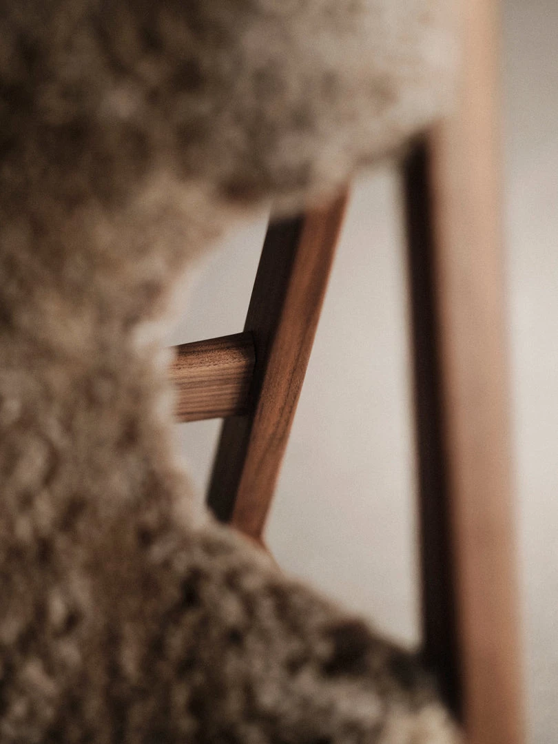 Ib Kofod-Larsen Knitting Chair, Sheepskin Upholstery Furniture 5 Ib Kofod-Larsen Knitting Chair, Sheepskin Upholstery Furniture