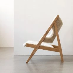 Ib Kofod-Larsen Knitting Chair, Sheepskin Upholstery Furniture 50 Ib Kofod-Larsen Knitting Chair, Sheepskin Upholstery Furniture